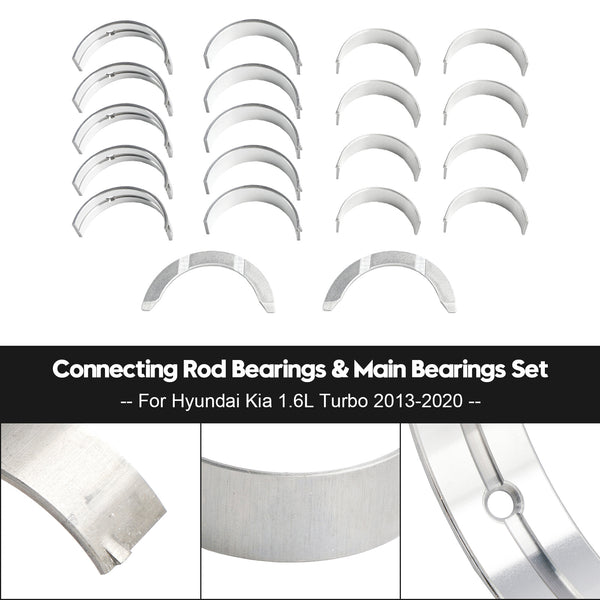 2013 - 2020 HYUNDAI / KIA 1.6L (1591cc) DOHC L4 TURBO Connecting Rod Bearings & Main Bearings Set 23060-2B701 21020-2B100 Generic