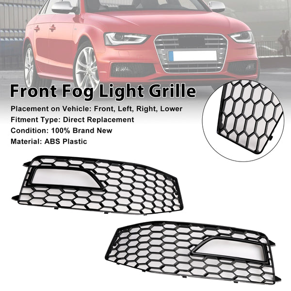 2013-2015 AUDI A4 S-line S4 2PCS Bumper Fog Light Lamp Cover Grille 8K0 807 682M 8K0 807 681L Generic