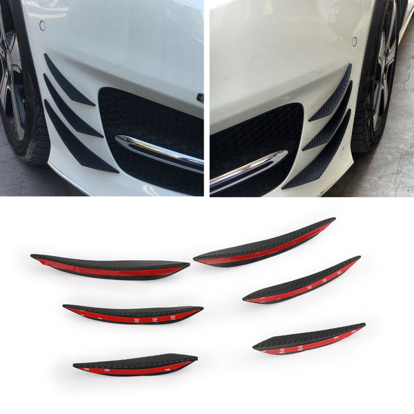 6pcs Universal Gloss Black Car/Auto Front Bumper Fins Spoiler Canards Refit Generic