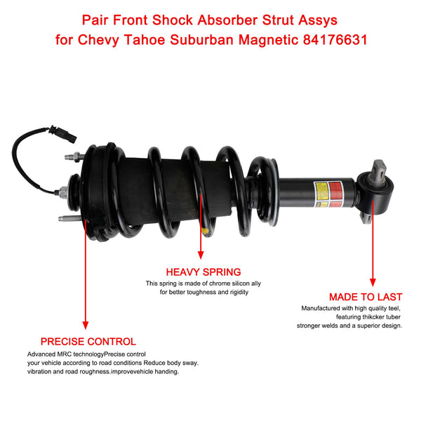 2015-2020 Chevrolet Tahoe Pair Front Shock Absorber Strut Assys 84176631 23312167 23317180 84977478 84061228 Generic