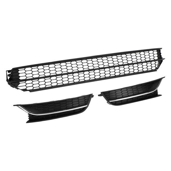 2012-2015 VW Passat Front Lower Grille + Fog Light Cover W/O Hole Combo Set 5618536779B9 VW1036126 Generic