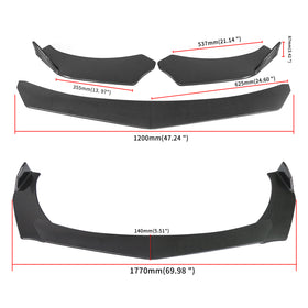 Carbon Fiber Car Front Bumper Lip Spoiler Diffuser Body Kits + Side Skirt Splitter Generic