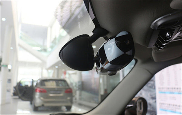 Black Checkered Pattern Rear View Mirror Cover For BMW MINI Cooper R55 R56 Generic