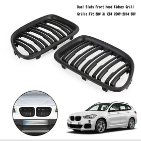 2009-2014 BMW X1 SUV Matt Black Dual Slats Front Hood Kidney Grill Grille Generic
