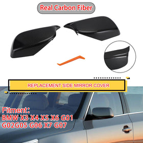 2x Carbon Rear View Side Mirror Cover Caps For BMW E60 5 Series 2004-2007 Generic