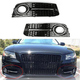 LH+RH Chrome Honeycomb Fog Light Grille Grills For Audi A4 B8 09-12 Generic