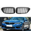 Front Kidney Grille Glossy Black Double Slat For 2017-2019 BMW 5Series G30 G31 Sedan Generic