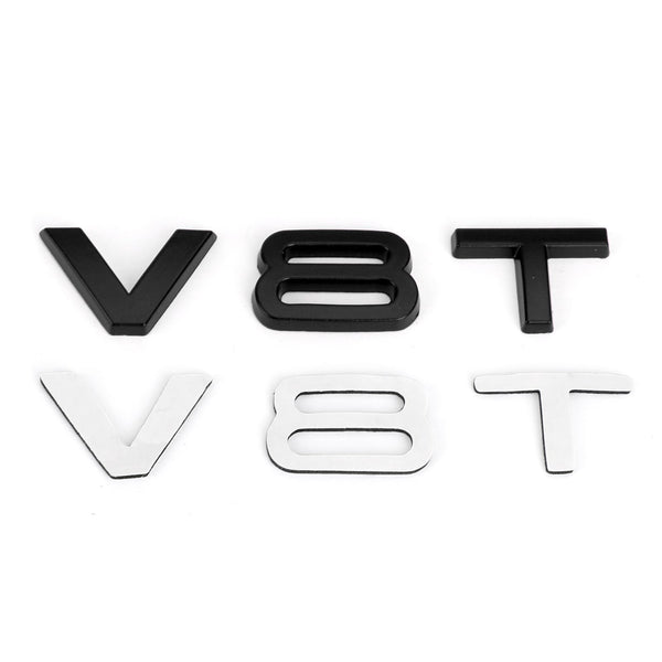 V8T Emblem Badge Fit For AUDI A1 A3 A4 A5 A6 A7 Q3 Q5 Q7 S6 S7 S8 S4 SQ5 Black Generic