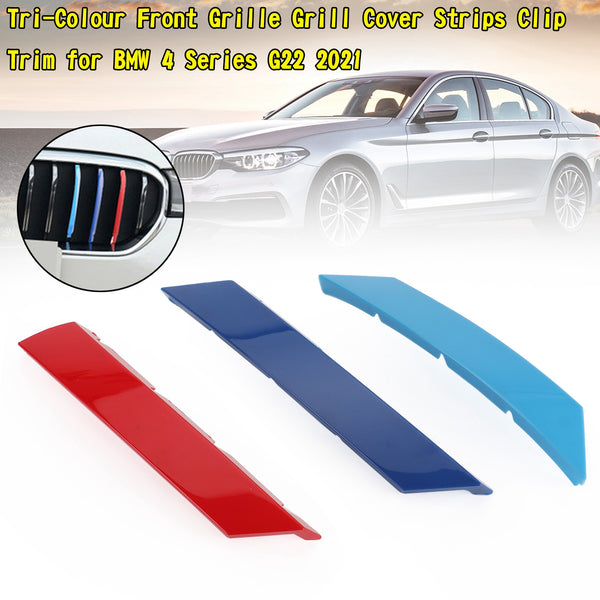 2021 4 Series G22 BMW Tri-Colour Front Grille Grill Cover Strips Clip Trim Generic