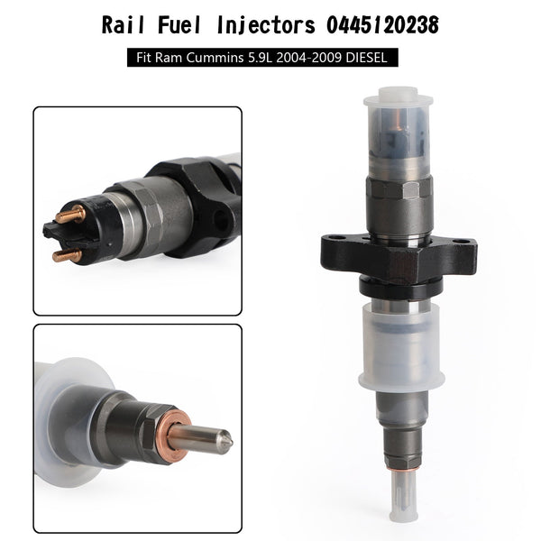 04-09 Dodge Ram Cummins 5.9L DIESEL 6pcs Rail Fuel Injectors 0445120238 Generic