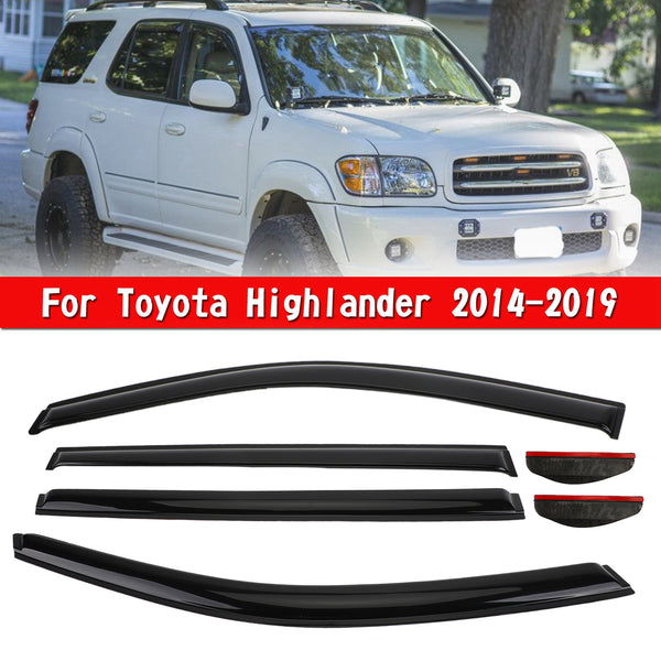 Car Window Sun Rain Guard Visors Kit 6PCS For Toyota Highlander 2014-2019 Generic