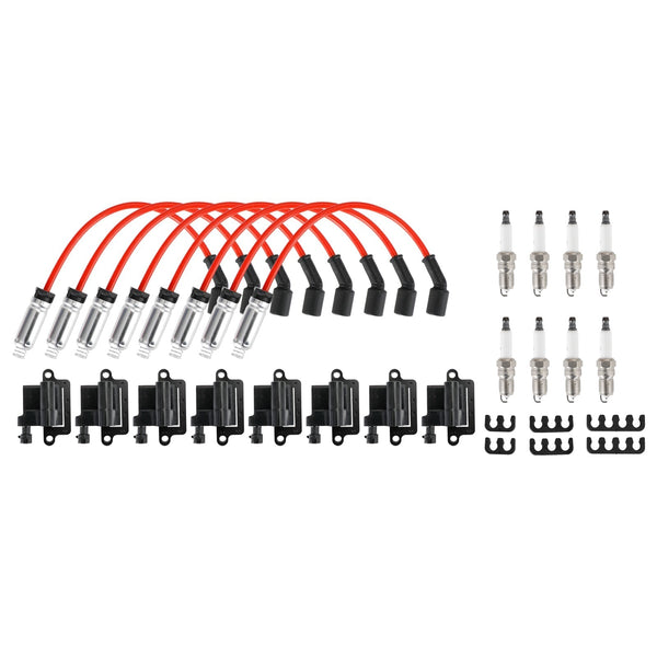 1999-2006 Chevy Silverado 1500 8 Pack Square Ignition Coil & Spark Plug Wire 12556893 12558693 12570553 Generic