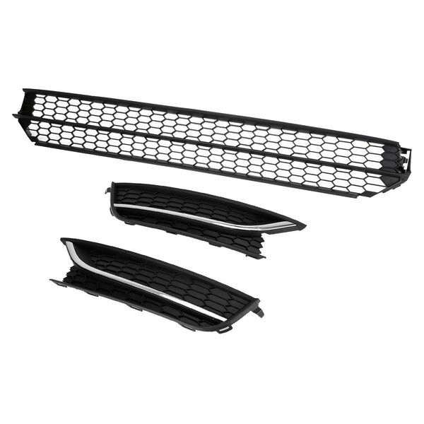 2012-2015 VW Passat Front Lower Grille + Fog Light Cover W/O Hole Combo Set 5618536779B9 VW1036126 Generic