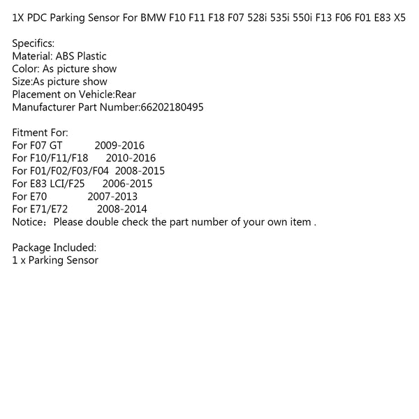 PDC Parking Sensor For BMW F10 F11 F18 F07 528i 535i 550i F13 F06 F01 E83 X5 Generic