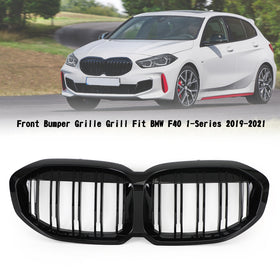 2019-2023 BMW F40 1-Series Gloss Double Black Front Replacement Hood Grille Generic