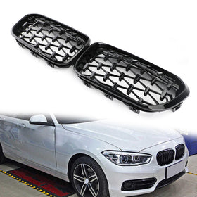 Meteor Black Front Kidney Grille For 2015-2017 BMW 1 Series F20/F21 Generic