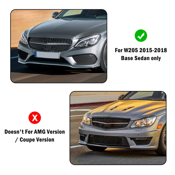 2015-2018 Benz C-Class W205 Base Sedan Honeycomb Front Fog Light Cover 2058850723 MB1038172 Generic