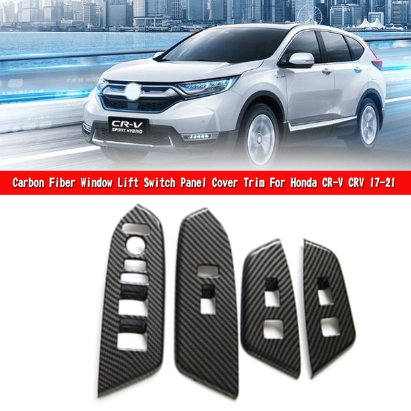 Carbon Fiber Window Lift Switch Panel Cover Trim For Honda CR-V CRV 17-21 Generic