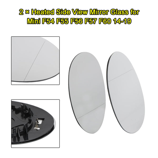 14-19 Mini F54 F55 F56 F57 F60 Left+Right Heated Side View Mirror Glass 51167366039 51167366040 Generic