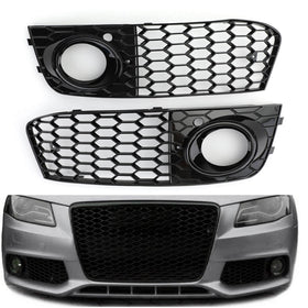 2009-2012 Audi A4 B8 Pair Honeycomb Mesh Fog Light Open Vent Grill Intake 8KD807682/1 Generic