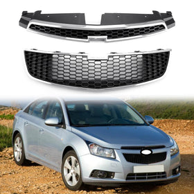 Upper+Lower Grille 2PCS Front Bumper Inserts Trim Covers For 2009-2014 Chevy Cruze Generic