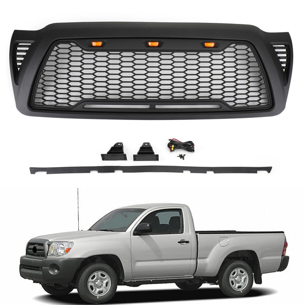 05-11 Toyota Tacoma Front Grille With LED lights Bumper Hood Mesh Grill Generic