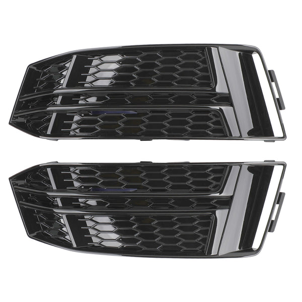 2016-2018 Audi S4/A4 B9 S-LINE 2PCS Black Front Fog Light Cover Bumper Grill 8W0807681F 8W0807682F Generic