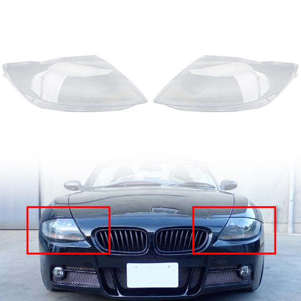 03-08 Z4 E85 Clear BMW Left & Right Pair Headlight Cover Headlamp Lens Generic