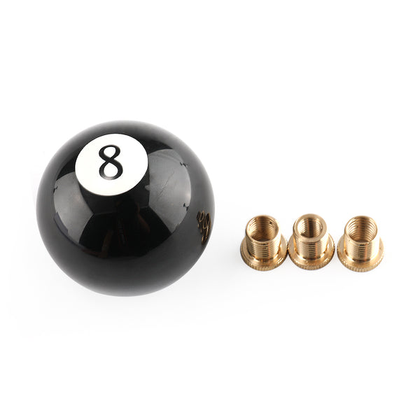 Universal No.8 Billiard Ball Gear Shifter Black Round Shift Knob w/ 3 Adapters Generic