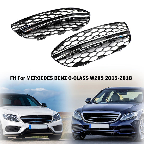 2015-2018 Benz C-Class W205 Black Chrome Front Fog Light Cover 14475205 2058851623 Generic