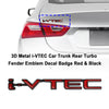 3D Metal i-VTEC Car Trunk Rear Turbo Fender Emblem Decal Badge Red & Black Generic