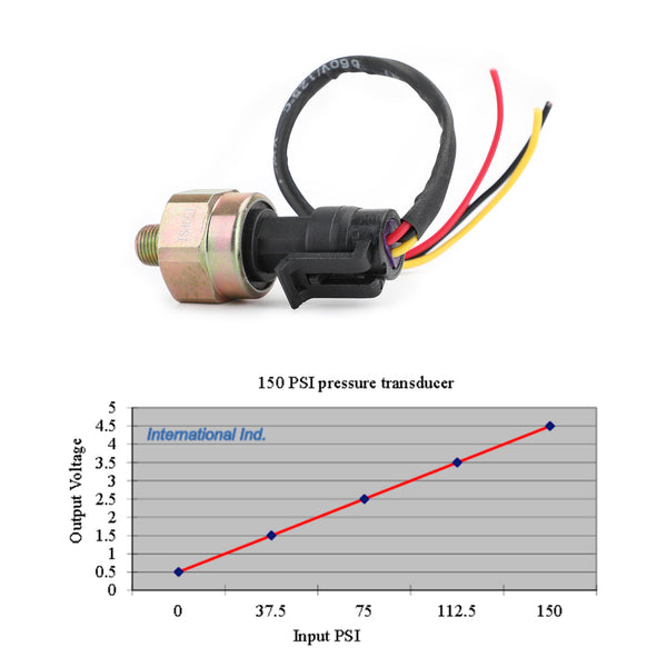 Pressure transducer/sender, 150 psi (5V), stainless steel,for oil,fuel,air,water Generic