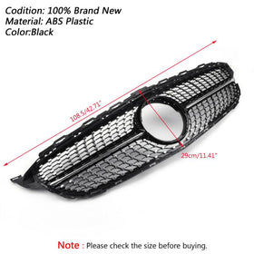 Diamond Grille Front Grill For 2015-2018 Benz W205 C Class C250 C300 C400Generic