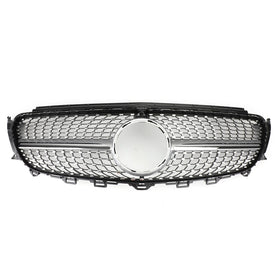 2017-2019 Benz E200 E250 E300 Sedan Sports Diamond Silver Border Front Grille Grill Generic