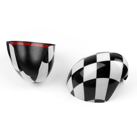 Two pieces Black/White Checkered design rear view mirror covers For Mini Cooper F55 F56 F57 F60 Generic