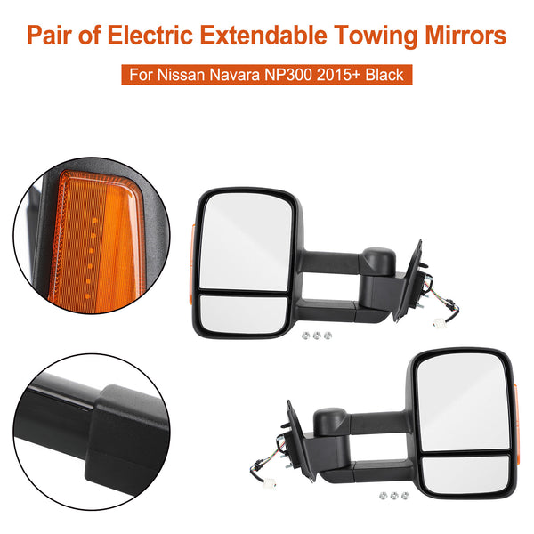 2015+ Nissan Navara NP300 Pair of Electric Extendable Towing Mirrors Fedex Express Generic