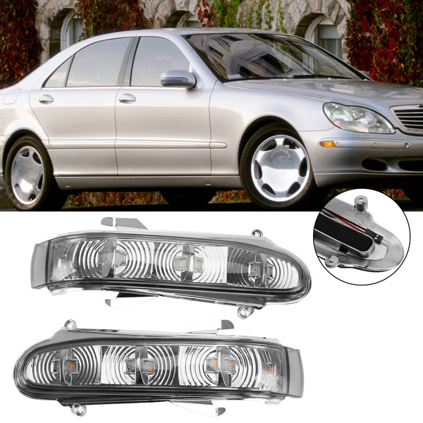 99-03 S W220 CL W215 Benz Gray Pair Side Mirror LED Turn Signal Light Generic