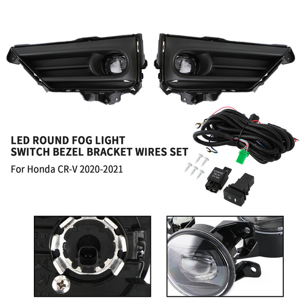2020-2021 Honda CR-V CRV  LED Round Fog Light Set Switch Bezel Bracket Wires Generic