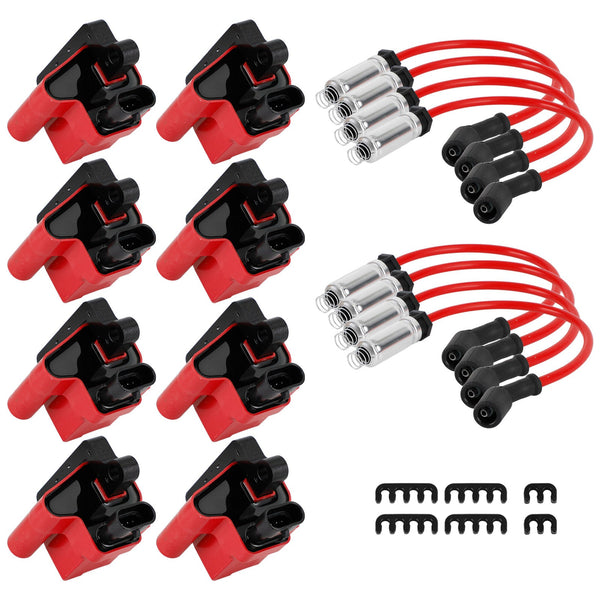 HUMMER H2 2003-2007 8x D581 Square Ignition Coils Ultra High & Spark Plug Wires 3859078 12556893 12558693 Generic