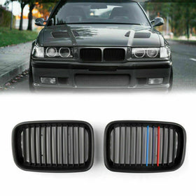 1Pair Matte Black Front Hood Grille Kidney For 1995-1996 BMW E36 3 Series M3 Generic