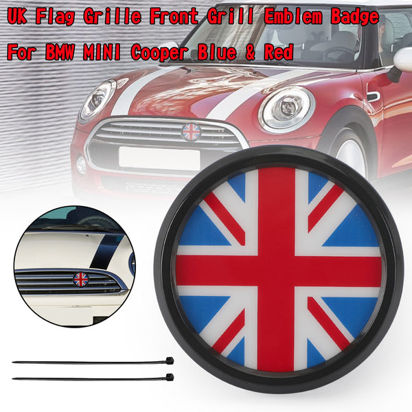 BMW MINI Cooper Blue & Red UK Flag Grille Front Grill Emblem Badge Generic