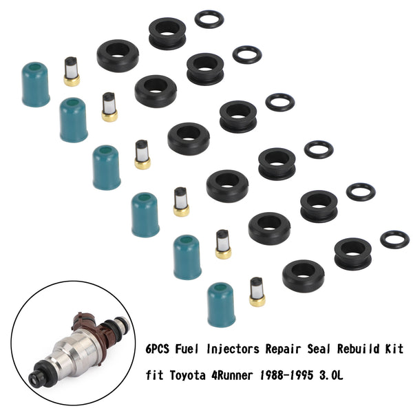 1988-1995 Toyota 4Runner/Pickup 3.0L 3VZE  6PCS Fuel Injectors Repair Seal Rebuild Kit Generic