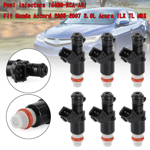 6PCS Fuel Injectors 16450-RCA-A01 Fit 2003-2007 Honda Accord 3.0L Generic