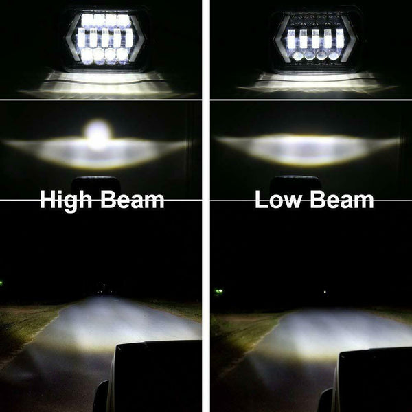 55W 7x6 5X7 LED Projector Headlight Hi-Lo Beam Halo DRL For Cherokee XJ Generic