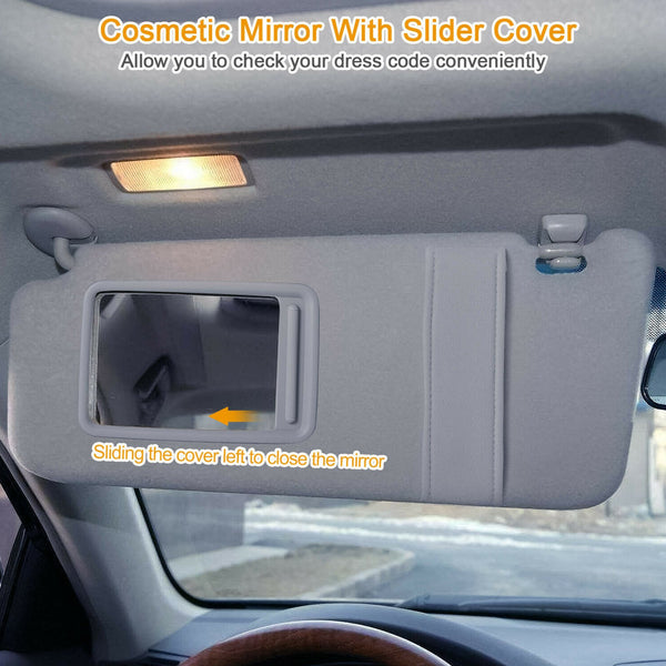 Gray Sun Visor LEFT Driver For 2007-2011 Toyota Camry Without Vanity Light Generic