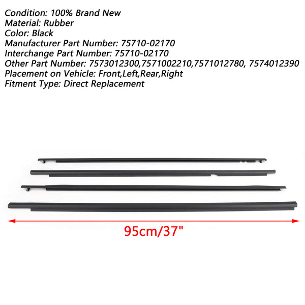 2009-2013 Toyota Corolla Door Weatherstrip Belt Seal Window Moulding Trim 75710-02170 7574012390 Generic