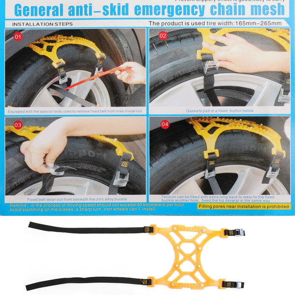6PCS Tire Chains Snow Anti-skid Thick Tendon Emergency Thickening of Car SUV Generic