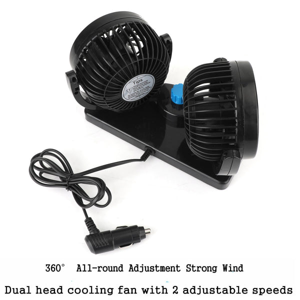 12V 360 Degree Rotation Car Vehicle Cooling Air Fan Silent Cooler 2 Speed Adjustable Generic