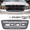 2004-2008 Ford F150 Raptor Style Gray Black Front Mesh Hood Grill Grille Replacement With LED Generic