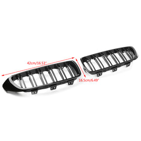 For BMW F32 F33 F36 F82 2014+ Gloss Black Kidney Grille Dual Slat M4 Sport Grill Generic